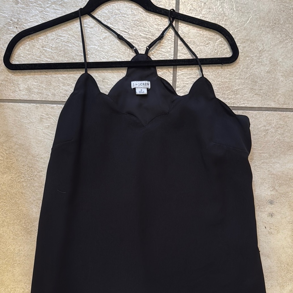 JCREW Black Scalloped Strappy Top